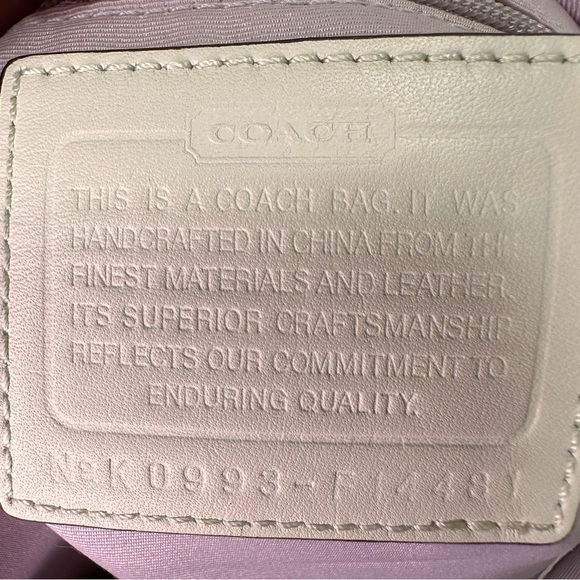 Coach Vintage Horse & Carriage Satchel White Leather Trim Purple Jacquard - Picture 10 of 11